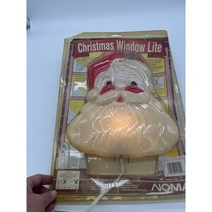 NOMA Christmas 9.5" Santa 2 Sided Window Light Vintage 1990 WORKS